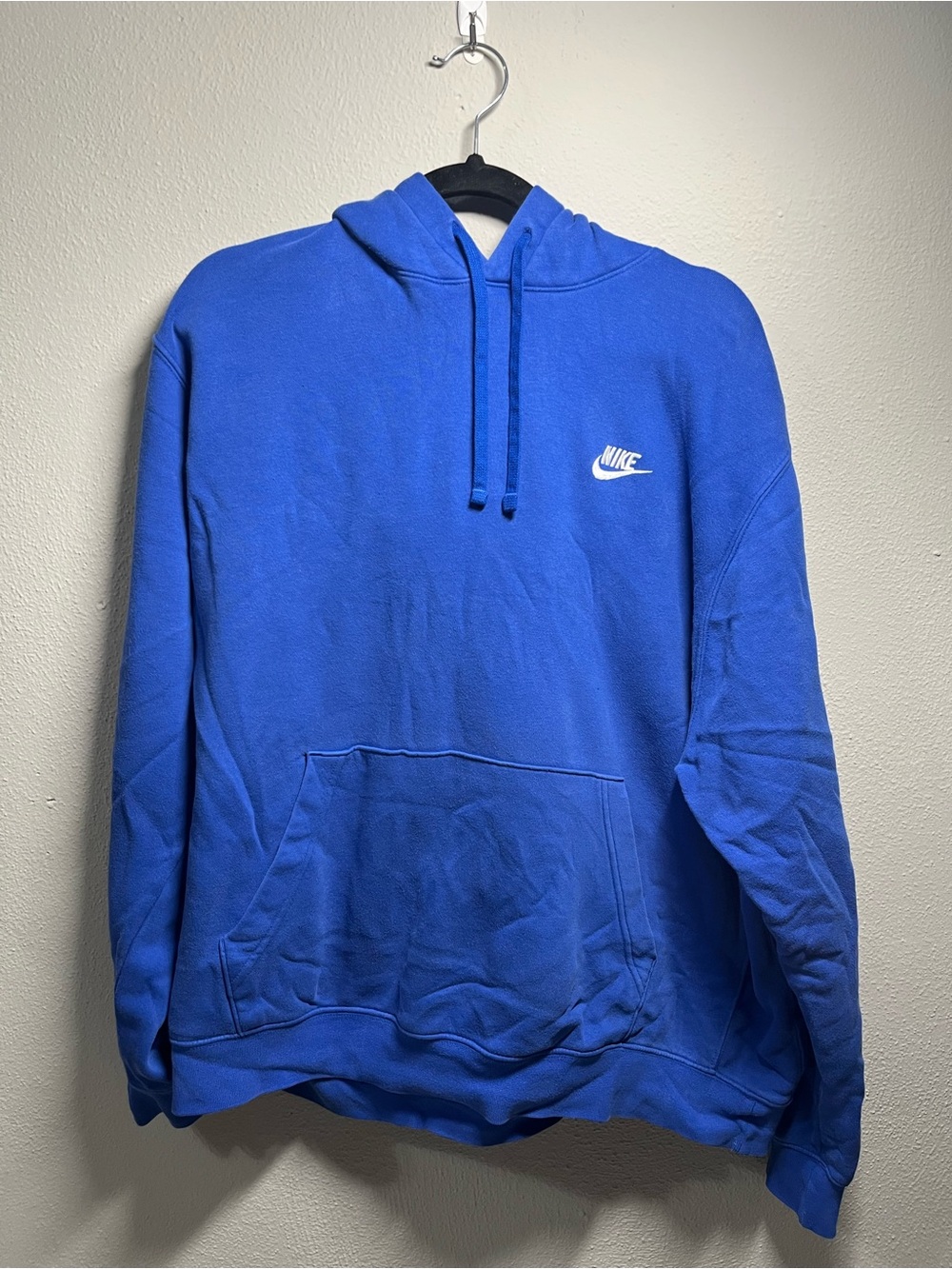 Nike Royal Blue Pullover Hoodie with White Logo